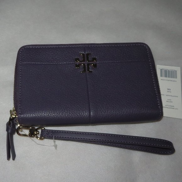 Tory Burch Wristlet In Nightshade Leather - Picture 5 of 12